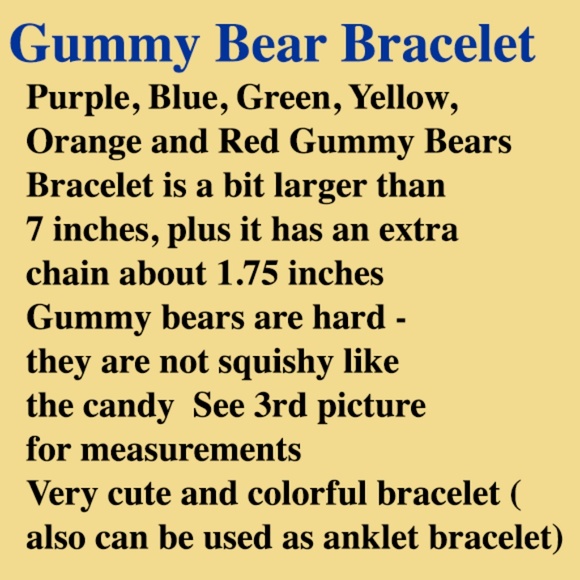 Rainbow Candy Gummy Bear Bracelet - Brand New, Lobster Clasp with Extra Chain - Picture 4 of 4